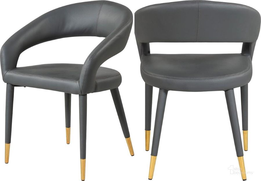 The appearance of Destiny Grey Faux Leather Dining Chair designed by Meridian in the modern / contemporary interior design. This grey faux leather piece of furniture  was selected by 1StopBedrooms from Destiny Collection to add a touch of cosiness and style into your home. Sku: 538Grey-C. Material: Metal. Product Type: Dining Chair. Image1