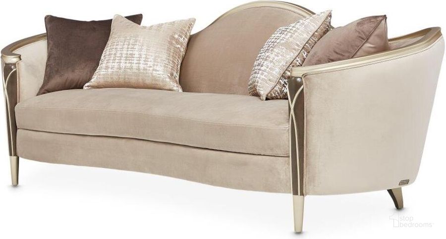 The appearance of Devany Hazelnut Sofa designed by Off 5th Home in the transitional interior design. This hazelnut piece of furniture  was selected by 1StopBedrooms from Devany Collection to add a touch of cosiness and style into your home. Sku: N9008815-PRCNI-410. Material: Polyester. Product Type: Sofa. Image1