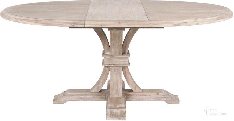 The appearance of Devon Traditions Natural Gray 54" Round Extendable Dining Table designed by Essentials For Living in the traditional interior design. This gray piece of furniture  was selected by 1StopBedrooms from Traditions Collection to add a touch of cosiness and style into your home. Sku: 6070.NG. Table Base Style: Trestle. Table Top Shape: Round. Material: Wood. Product Type: Dining Table. Size: 54". Image1