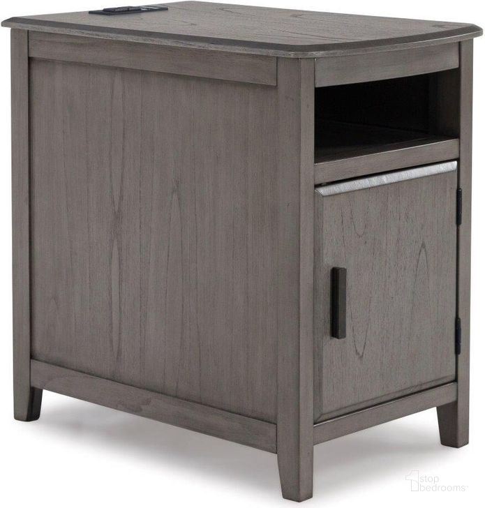 The appearance of Devonsted Gray Chair Side End Table designed by Signature Design by Ashley in the transitional interior design. This gray piece of furniture  was selected by 1StopBedrooms from Devonsted Collection to add a touch of cosiness and style into your home. Sku: T310-417. Material: Wood. Product Type: End Table. Image1