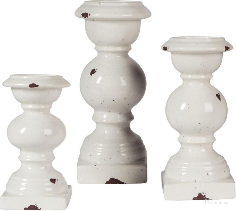 The appearance of Devorah Glazed Antique White Candle Holder Set Of 3 designed by Signature Design by Ashley in the modern / contemporary interior design. This antique white piece of furniture  was selected by 1StopBedrooms from Devorah Collection to add a touch of cosiness and style into your home. Sku: A2000267. Product Type: Candle Holder. Material: Ceramic. Image1