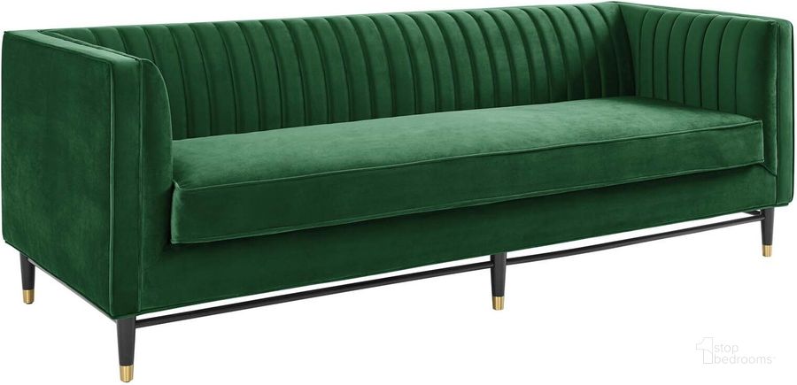 The appearance of Devote Channel Tufted Performance Velvet Sofa In Emerald designed by Modway in the modern / contemporary interior design. This emerald piece of furniture  was selected by 1StopBedrooms from Devote Collection to add a touch of cosiness and style into your home. Sku: EEI-4720-EME. Product Type: Sofa. Material: Velvet. Image1