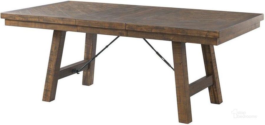 The appearance of Dex Smokey Walnut Extendable Rectangular Dining Table designed by Picket House in the rustic / southwestern interior design. This brown piece of furniture  was selected by 1StopBedrooms from Dex Collection to add a touch of cosiness and style into your home. Sku: DJX100DT;DJX100DB. Table Base Style: Trestle. Material: Wood. Product Type: Dining Table. Table Top Shape: Rectangular. Size: 42". Image1