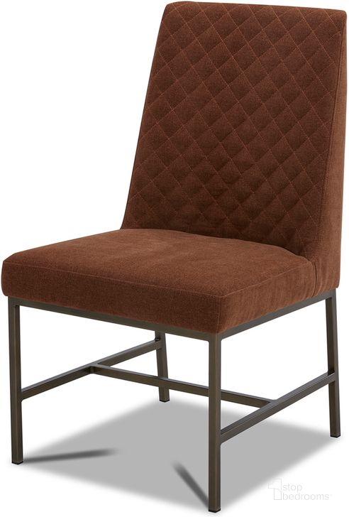 The appearance of Diamond Elise Dining Chair Set of 2 In Rust designed by Parker House in the modern / contemporary interior design. This rust piece of furniture  was selected by 1StopBedrooms from Diamond Collection to add a touch of cosiness and style into your home. Sku: DDIA#DRC-ELRS. Material: Polyester. Product Type: Dining Chair. Image1