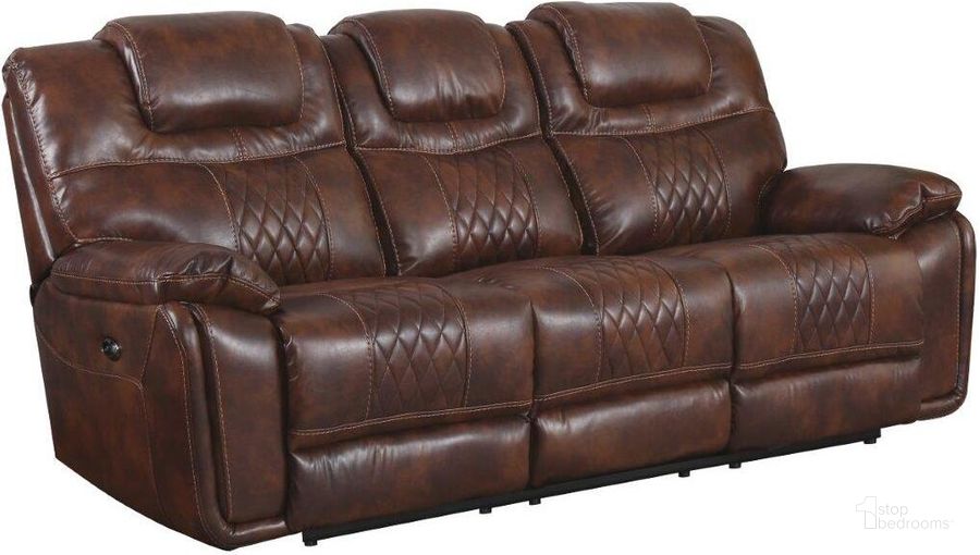 The appearance of Diamond Power Brown Leather Gel Dual Reclining Sofa designed by Sunset Trading in the modern / contemporary interior design. This brown piece of furniture  was selected by 1StopBedrooms from Diamond Power Collection to add a touch of cosiness and style into your home. Sku: SU-ZY5018A003-H246. Material: Wood. Product Type: Reclining Sofa. Image1