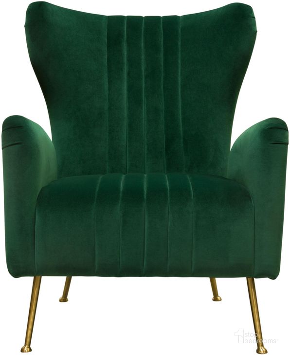The appearance of Diamond Sofa Ava Emerald Green Velvet Chair designed by Diamond Sofa in the modern / contemporary interior design. This emerald green piece of furniture  was selected by 1StopBedrooms from Ava Collection to add a touch of cosiness and style into your home. Sku: AVACHEM. Product Type: Living Room Chair. Material: Velvet. Image1