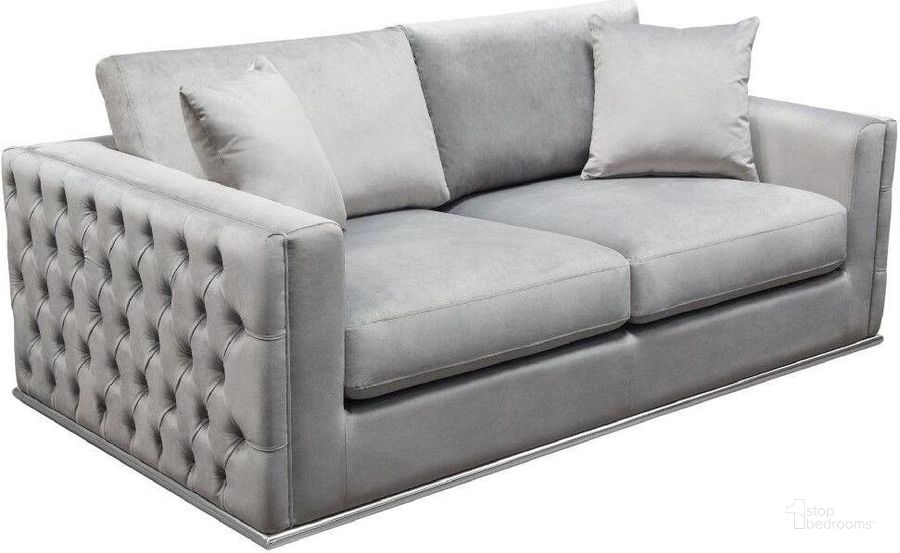 The appearance of Diamond Sofa Envy Platinum Grey Velvet Loveseat designed by Diamond Sofa in the modern / contemporary interior design. This grey piece of furniture  was selected by 1StopBedrooms from Envy Collection to add a touch of cosiness and style into your home. Sku: ENVYLOGR. Product Type: Loveseat. Material: Velvet.