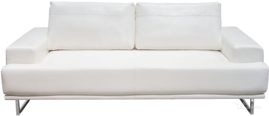 The appearance of Diamond Sofa Russo White Air Leather Sofa designed by Diamond Sofa in the modern / contemporary interior design. This white piece of furniture  was selected by 1StopBedrooms from Russo Collection to add a touch of cosiness and style into your home. Sku: RUSSOSOWH. Material: Leather. Product Type: Sofa. Image1