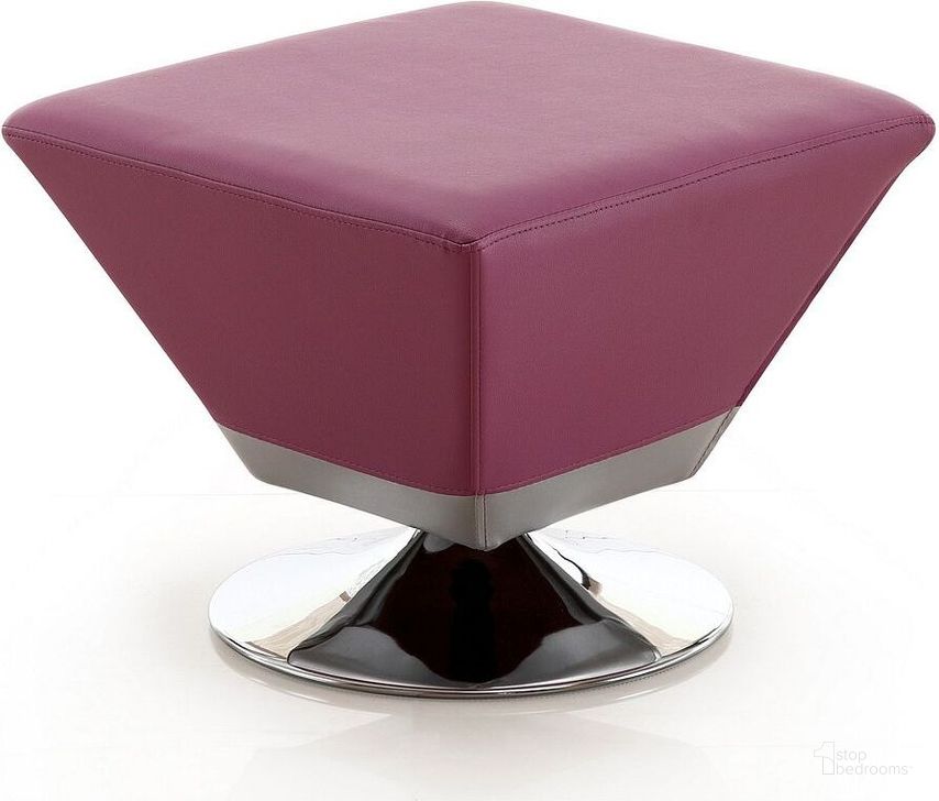 The appearance of Diamond Swivel Ottoman in Purple and Polished Chrome designed by Manhattan Comfort in the modern / contemporary interior design. This purple piece of furniture  was selected by 1StopBedrooms from Diamond Collection to add a touch of cosiness and style into your home. Sku: OT002-PL. Material: Metal. Product Type: Ottoman. Image1
