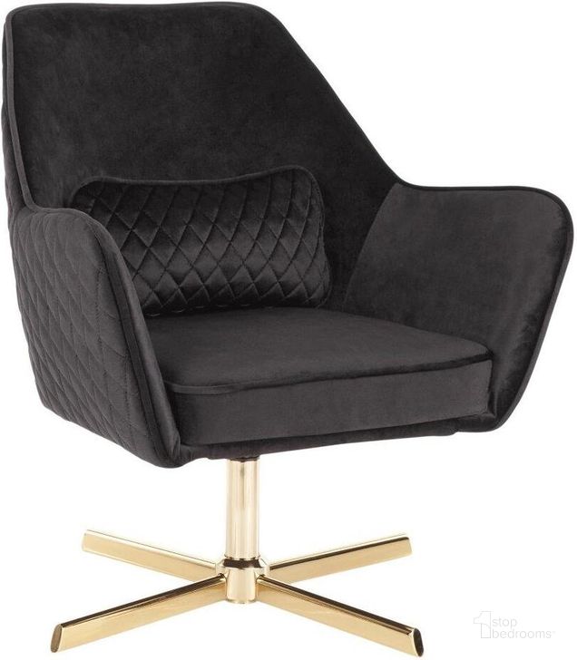 The appearance of Diana Contemporary Lounge Chair In Gold Metal And Black Velvet designed by Lumisource in the modern / contemporary interior design. This gold piece of furniture  was selected by 1StopBedrooms from Diana Collection to add a touch of cosiness and style into your home. Sku: CHR-DIANA AUBK. Material: Velvet. Product Type: Lounge Chair. Image1