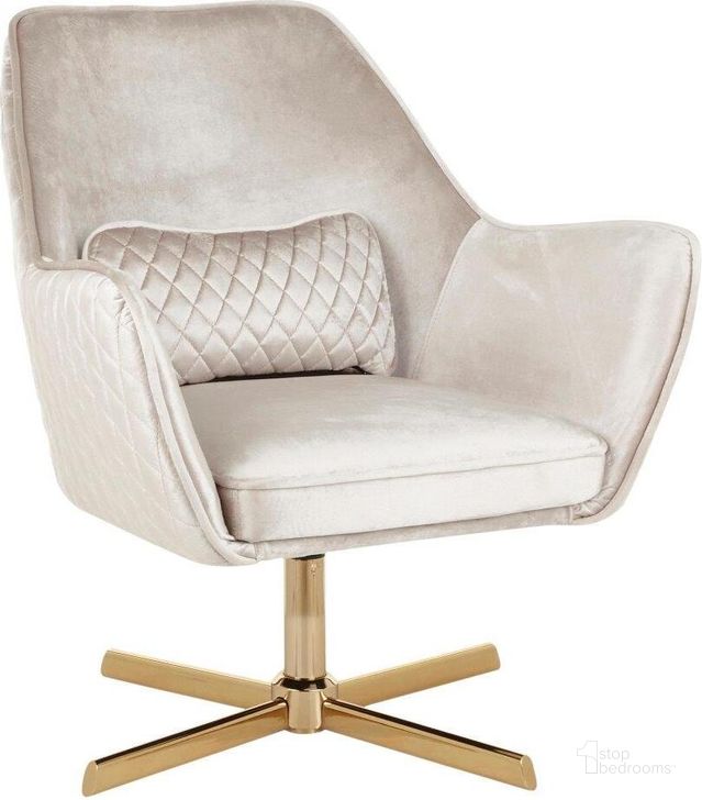The appearance of Diana Contemporary Lounge Chair In Gold Metal And Cream Velvet designed by Lumisource in the modern / contemporary interior design. This gold piece of furniture  was selected by 1StopBedrooms from Diana Collection to add a touch of cosiness and style into your home. Sku: CHR-DIANA AUCR. Material: Velvet. Product Type: Lounge Chair. Image1