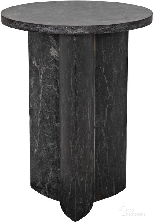 The appearance of Diana Side Table In Black Marble designed by Noir in the traditional interior design. This black piece of furniture  was selected by 1StopBedrooms from Diana Collection to add a touch of cosiness and style into your home. Sku: AM-316BM. Material: Marble. Product Type: Side Table. Image1