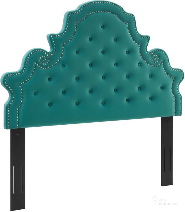 The appearance of Diana Tufted Performance Velvet Full/Queen Headboard In Teal designed by Modway in the  interior design. This teal piece of furniture  was selected by 1StopBedrooms from Diana Collection to add a touch of cosiness and style into your home. Sku: MOD-6417-TEA. Product Type: Headboard. Bed Size: Queen. Material: MDF. Image1