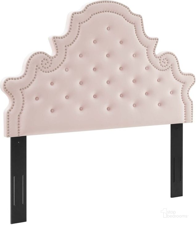 The appearance of Diana Tufted Performance Velvet King/California King Headboard In Pink designed by Modway in the  interior design. This pink piece of furniture  was selected by 1StopBedrooms from Diana Collection to add a touch of cosiness and style into your home. Sku: MOD-6418-PNK. Product Type: Headboard. Bed Size: King. Material: MDF. Image1