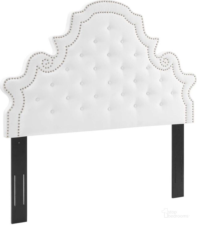 The appearance of Diana Tufted Performance Velvet King/California King Headboard In White designed by Modway in the  interior design. This white piece of furniture  was selected by 1StopBedrooms from Diana Collection to add a touch of cosiness and style into your home. Sku: MOD-6418-WHI. Product Type: Headboard. Bed Size: King. Material: MDF. Image1