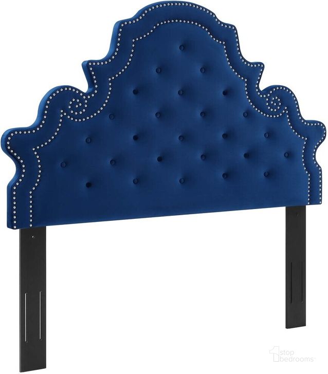 The appearance of Diana Tufted Performance Velvet Twin Headboard In Navy designed by Modway in the  interior design. This navy piece of furniture  was selected by 1StopBedrooms from Diana Collection to add a touch of cosiness and style into your home. Sku: MOD-6416-NAV. Product Type: Headboard. Bed Size: Queen. Material: MDF. Image1