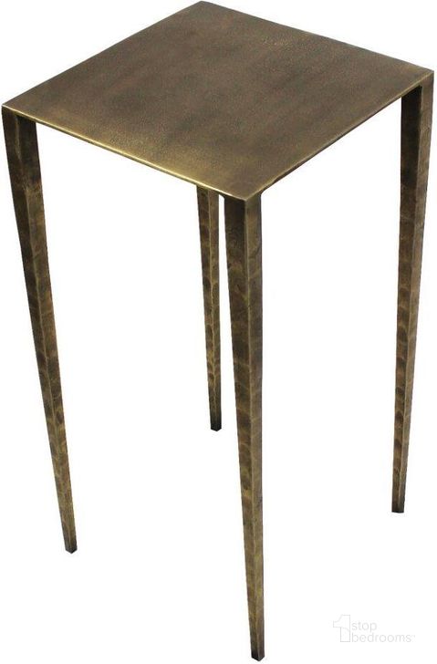 The appearance of Sheridan Noah Iron Side Table In Antique Brass designed by Moti in the transitional interior design. This antique brass piece of furniture  was selected by 1StopBedrooms from Sheridan Collection to add a touch of cosiness and style into your home. Sku: 63007012. Material: Metal. Product Type: Side Table. Image1