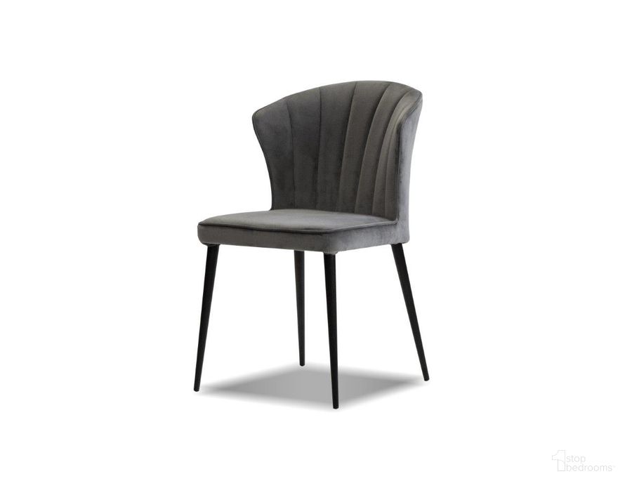 The appearance of Ariel Dining Chair Set of 2 In Graphite Velvet And Black Powder Coated Legs designed by Mobital in the modern / contemporary interior design. This graphite piece of furniture  was selected by 1StopBedrooms from Ariel Collection to add a touch of cosiness and style into your home. Sku: DCH-ARIE-GRAP-PCBLA. Material: Metal. Product Type: Dining Chair. Image1