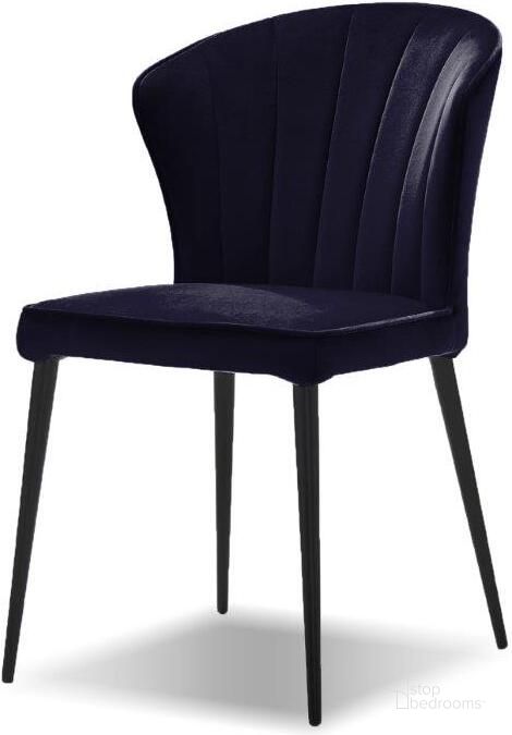 The appearance of Din. Chair Ariel Navy Fabric/Black Powder Coated Legs 2/Box designed by Mobital in the modern / contemporary interior design. This navy piece of furniture  was selected by 1StopBedrooms from Ariel Collection to add a touch of cosiness and style into your home. Sku: DCH-ARIE-NAVY-PCBLA. Material: Metal. Product Type: Dining Chair.