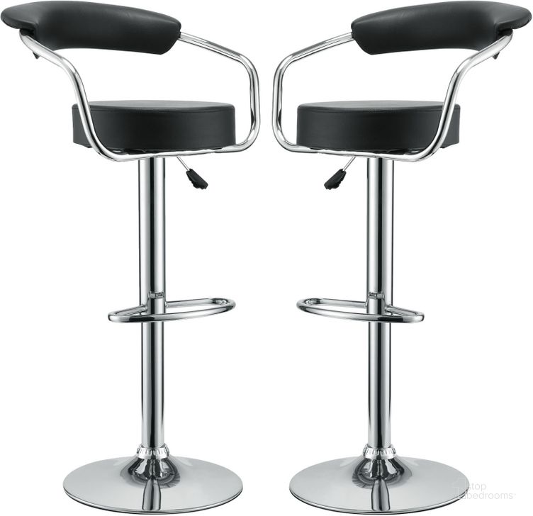 The appearance of Diner Black Bar Stool Set of 2 designed by Modway in the modern / contemporary interior design. This black piece of furniture  was selected by 1StopBedrooms from Diner Collection to add a touch of cosiness and style into your home. Sku: EEI-930-BLK. Material: Steel. Product Type: Barstool. Image1