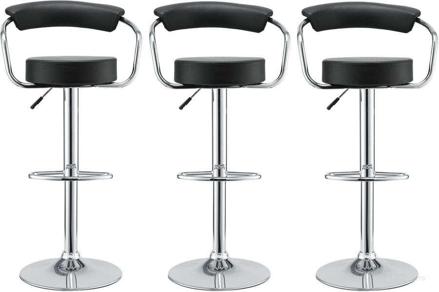 The appearance of Diner Black Bar Stool Set of 3 designed by Modway in the modern / contemporary interior design. This black piece of furniture  was selected by 1StopBedrooms from Diner Collection to add a touch of cosiness and style into your home. Sku: EEI-931-BLK. Material: Steel. Product Type: Barstool. Image1
