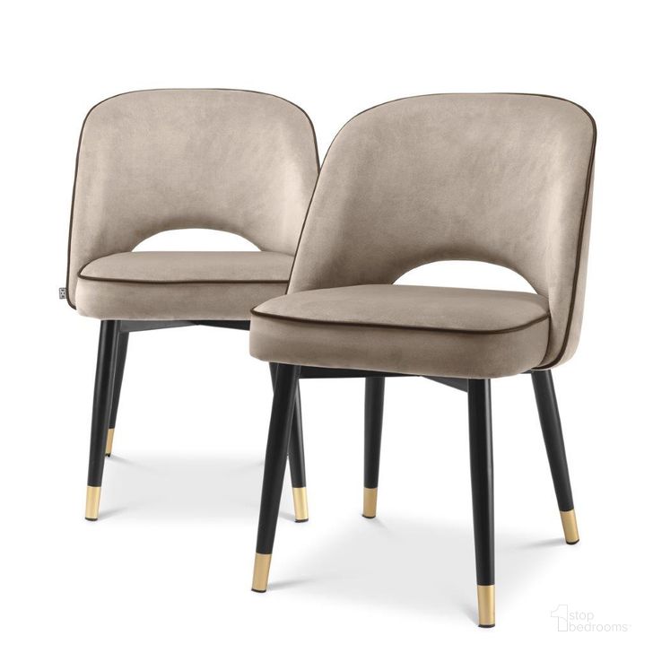 The appearance of Dining Chair Cliff Savona Greige Velvet Set Of 2 designed by Eichholtz in the modern / contemporary interior design. This greige piece of furniture  was selected by 1StopBedrooms from Cliff Collection to add a touch of cosiness and style into your home. Sku: A113523. Material: Leather. Product Type: Dining Chair. Image1