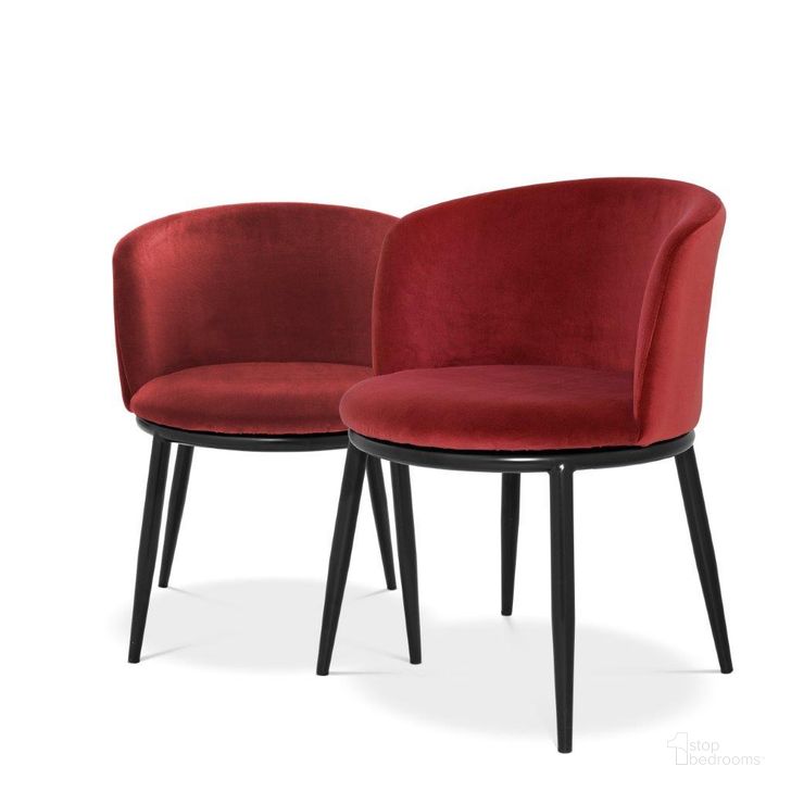 The appearance of Dining Chair Filmore Cameron Wine Red Set Of 2 designed by Eichholtz in the modern / contemporary interior design. This red piece of furniture  was selected by 1StopBedrooms from Filmore Collection to add a touch of cosiness and style into your home. Sku: A111995. Product Type: Dining Chair. Image1