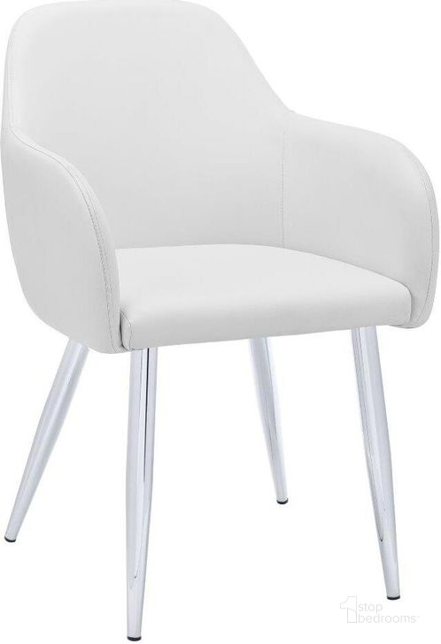 The appearance of Dining Chair Set Of 2 In White Leather Look I 1190 designed by Monarch Specialties in the modern / contemporary interior design. This white piece of furniture  was selected by 1StopBedrooms from  to add a touch of cosiness and style into your home. Sku: I 1190. Material: Metal. Product Type: Dining Chair. Image1