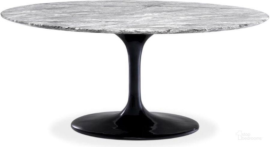 The appearance of Dining Table Solo Grey Faux Marble designed by Eichholtz in the modern / contemporary interior design. This grey piece of furniture  was selected by 1StopBedrooms from Solo Collection to add a touch of cosiness and style into your home. Sku: 112550A;112550B. Table Base Style: Pedestal. Table Top Shape: Oval. Product Type: Dining Table. Size: 43". Image1