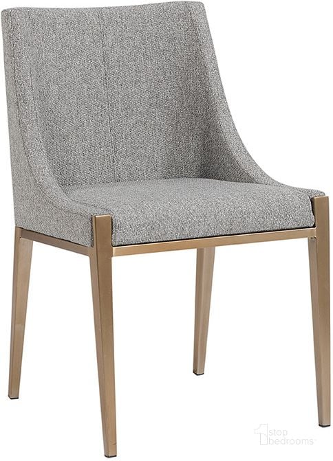 The appearance of Dionne Dining Chair In Monument Pebble designed by Sunpan in the modern / contemporary interior design. This pebble piece of furniture  was selected by 1StopBedrooms from Dionne Collection to add a touch of cosiness and style into your home. Sku: 108508. Material: Fabric. Product Type: Dining Chair. Image1