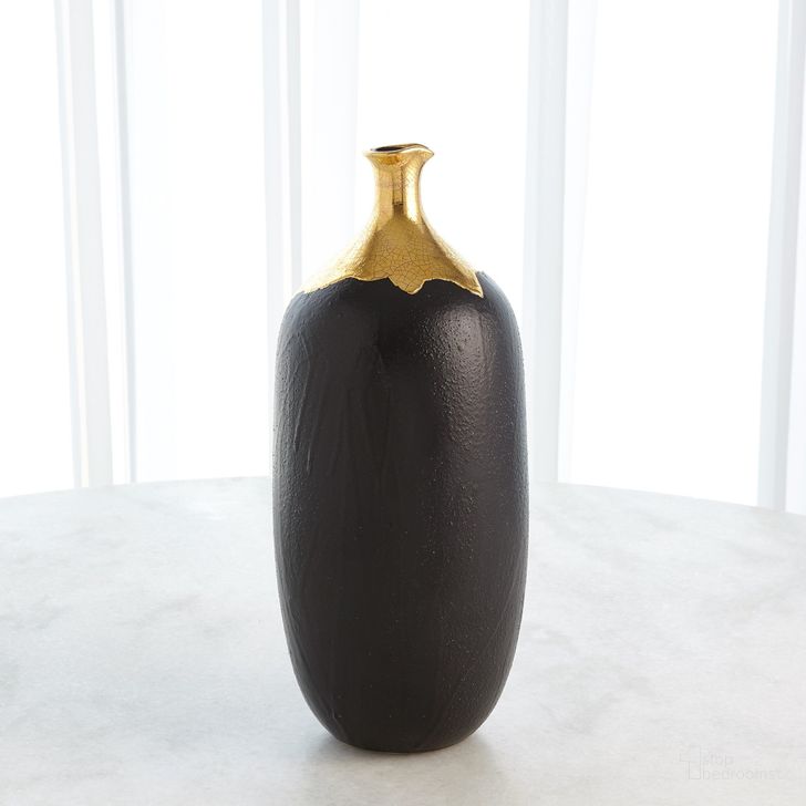 The appearance of Dipped Golden Crackle And Black Cylinder Large Vase designed by Global Views in the modern / contemporary interior design. This black piece of furniture  was selected by 1StopBedrooms from Dipped Collection to add a touch of cosiness and style into your home. Sku: 3.3164. Material: Ceramic. Product Type: Vase. Image1