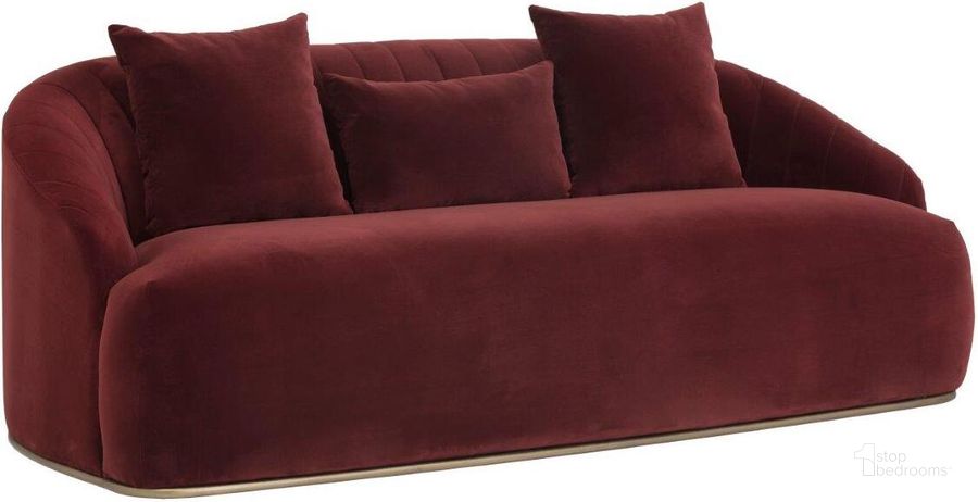The appearance of Directions Merlot Astrid Sofa designed by Sunpan in the modern / contemporary interior design. This red piece of furniture  was selected by 1StopBedrooms from Astrid Collection to add a touch of cosiness and style into your home. Sku: 103642. Material: Fabric. Product Type: Sofa. Image1