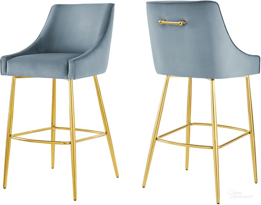 The appearance of Discern Bar Stools - Set of 2 In Light Blue designed by Modway in the modern / contemporary interior design. This light blue piece of furniture  was selected by 1StopBedrooms from Discern Collection to add a touch of cosiness and style into your home. Sku: EEI-6037-LBU. Product Type: Barstool. Material: Stainless Steel. Image1