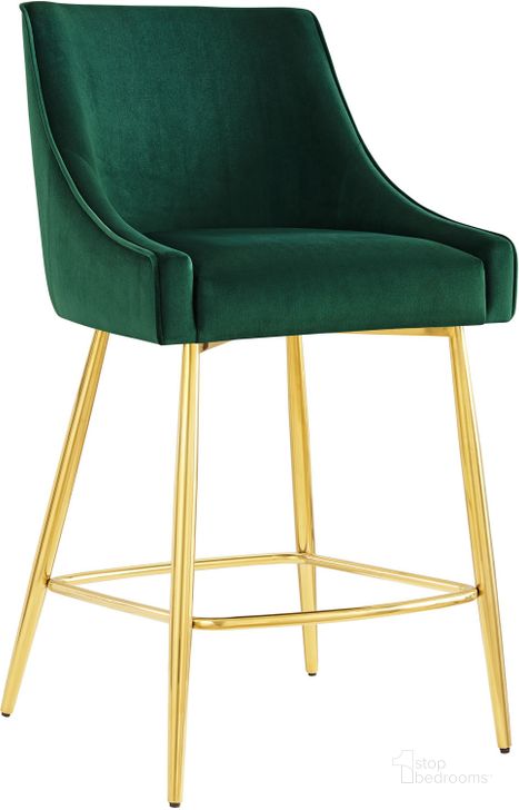 The appearance of Discern Performance Velvet Counter Stool In Green designed by Modway in the modern / contemporary interior design. This green piece of furniture  was selected by 1StopBedrooms from Discern Collection to add a touch of cosiness and style into your home. Sku: EEI-5474-GRN. Material: Wood. Product Type: Barstool. Image1
