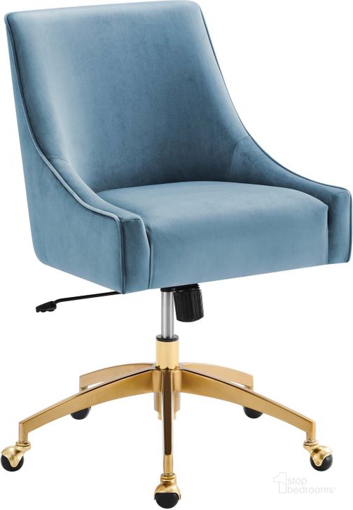 The appearance of Discern Performance Velvet Office Chair In Light Blue EEI-5079-LBU designed by Modway in the modern / contemporary interior design. This light blue piece of furniture  was selected by 1StopBedrooms from Discern Collection to add a touch of cosiness and style into your home. Sku: EEI-5079-LBU. Product Type: Office Chair. Material: Plywood. Image1