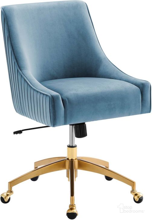The appearance of Discern Performance Velvet Office Chair In Light Blue EEI-5080-LBU designed by Modway in the modern / contemporary interior design. This light blue piece of furniture  was selected by 1StopBedrooms from Discern Collection to add a touch of cosiness and style into your home. Sku: EEI-5080-LBU. Product Type: Office Chair. Material: Foam. Image1