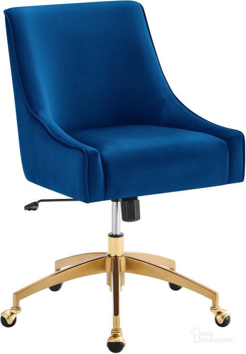 The appearance of Discern Performance Velvet Office Chair In Navy EEI-5079-NAV designed by Modway in the modern / contemporary interior design. This navy piece of furniture  was selected by 1StopBedrooms from Discern Collection to add a touch of cosiness and style into your home. Sku: EEI-5079-NAV. Product Type: Office Chair. Material: Plywood. Image1