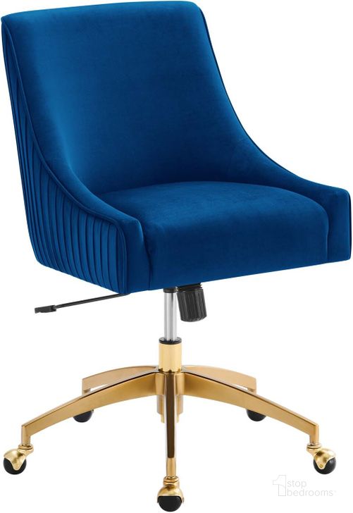 The appearance of Discern Performance Velvet Office Chair In Navy EEI-5080-NAV designed by Modway in the modern / contemporary interior design. This navy piece of furniture  was selected by 1StopBedrooms from Discern Collection to add a touch of cosiness and style into your home. Sku: EEI-5080-NAV. Product Type: Office Chair. Material: Foam. Image1