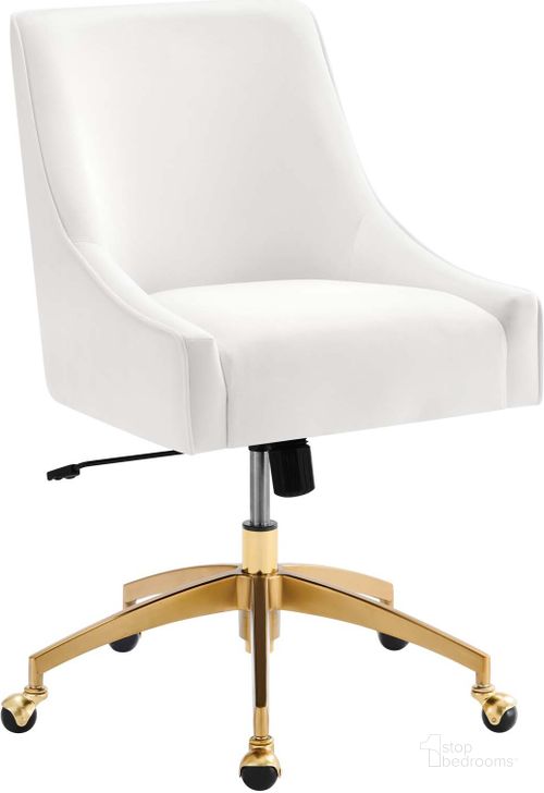 The appearance of Discern Performance Velvet Office Chair In White EEI-5079-WHI designed by Modway in the modern / contemporary interior design. This white piece of furniture  was selected by 1StopBedrooms from Discern Collection to add a touch of cosiness and style into your home. Sku: EEI-5079-WHI. Product Type: Office Chair. Material: Plywood. Image1