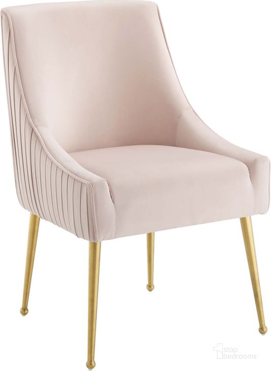 The appearance of Discern Pink Pleated Back Upholstered Performance Velvet Dining Chair designed by Modway in the modern / contemporary interior design. This pink piece of furniture  was selected by 1StopBedrooms from Discern Collection to add a touch of cosiness and style into your home. Sku: EEI-3509-PNK. Material: Wood. Product Type: Dining Chair. Image1
