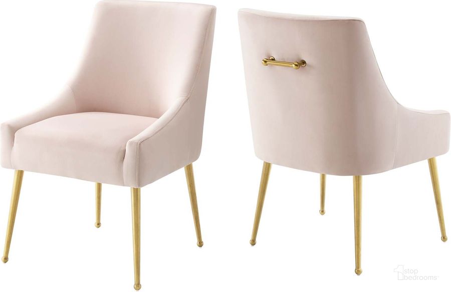 The appearance of Discern Pink Upholstered Performance Velvet Dining Chair Set of 2 EEI-4148-PNK designed by Modway in the modern / contemporary interior design. This pink piece of furniture  was selected by 1StopBedrooms from Discern Collection to add a touch of cosiness and style into your home. Sku: EEI-4148-PNK. Material: Wood. Product Type: Dining Chair. Image1