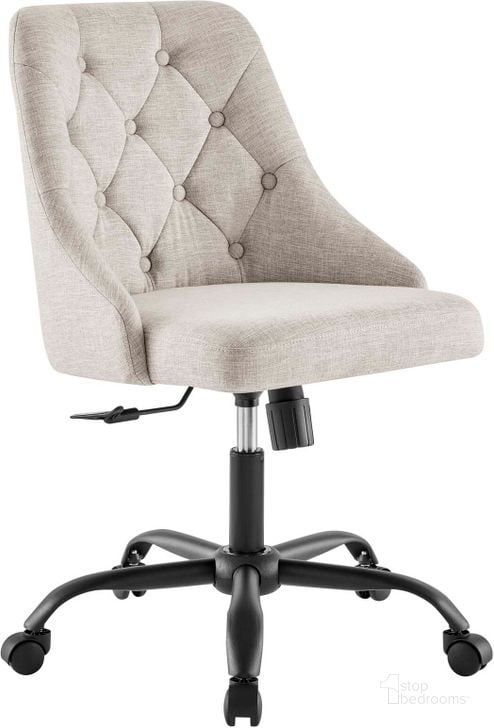 The appearance of Distinct Tufted Swivel Upholstered Office Chair EEI-4369-BLK-BEI designed by Modway in the modern / contemporary interior design. This light color piece of furniture  was selected by 1StopBedrooms from Distinct Collection to add a touch of cosiness and style into your home. Sku: EEI-4369-BLK-BEI. Material: Polyester. Product Type: Office Chair. Image1