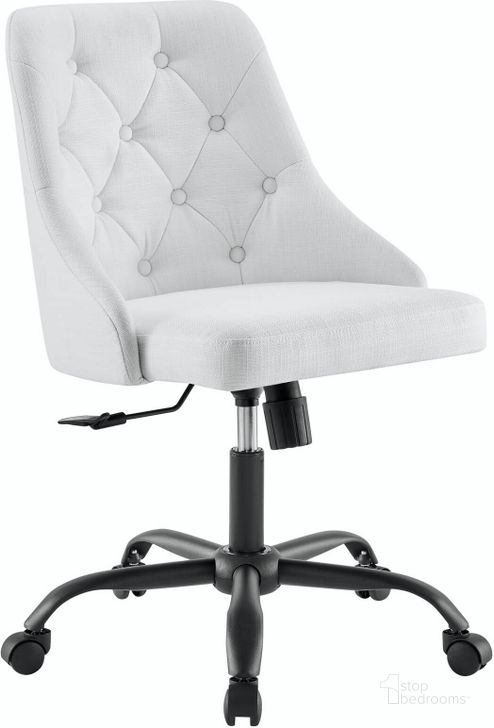 The appearance of Distinct Tufted Swivel Upholstered Office Chair EEI-4369-BLK-WHI designed by Modway in the modern / contemporary interior design. This off white piece of furniture  was selected by 1StopBedrooms from Distinct Collection to add a touch of cosiness and style into your home. Sku: EEI-4369-BLK-WHI. Material: Polyester. Product Type: Office Chair. Image1