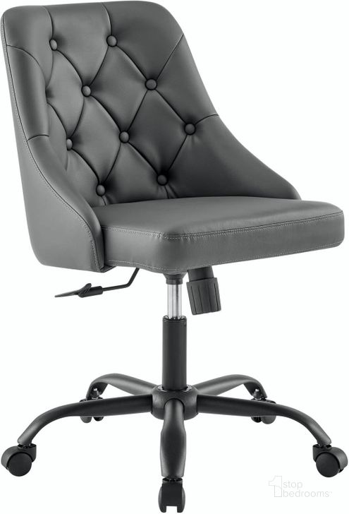 The appearance of Distinct Tufted Swivel Vegan Leather Office Chair EEI-4370-BLK-GRY designed by Modway in the modern / contemporary interior design. This black and beige piece of furniture  was selected by 1StopBedrooms from Distinct Collection to add a touch of cosiness and style into your home. Sku: EEI-4370-BLK-GRY. Material: Polyester. Product Type: Office Chair. Image1