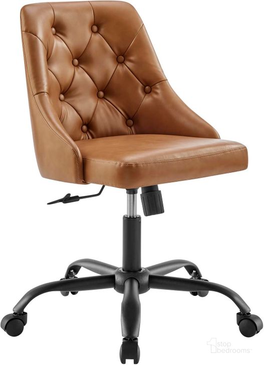 The appearance of Distinct Tufted Swivel Vegan Leather Office Chair EEI-4370-BLK-TAN designed by Modway in the modern / contemporary interior design. This walnut piece of furniture  was selected by 1StopBedrooms from Distinct Collection to add a touch of cosiness and style into your home. Sku: EEI-4370-BLK-TAN. Material: Polyester. Product Type: Office Chair. Image1