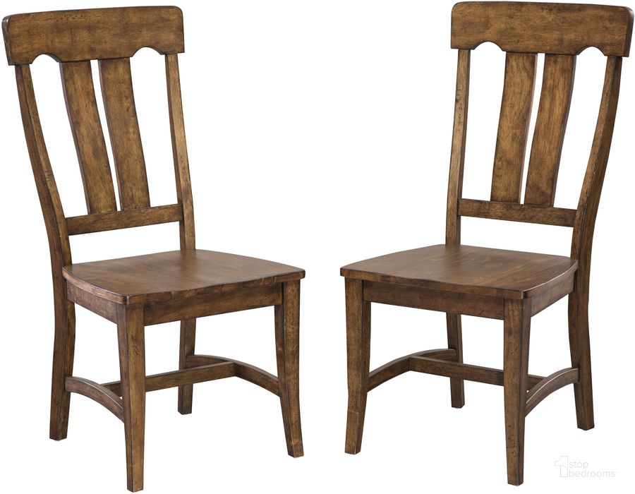 The appearance of District Splat Back Side Chair Set of 2 designed by Intercon in the rustic / southwestern interior design. This brown piece of furniture  was selected by 1StopBedrooms from District Collection to add a touch of cosiness and style into your home. Sku: DT-CH-645C-CCR-RTA. Product Type: Side Chair. Image1