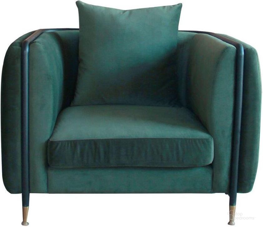 The appearance of Divani Casa Oswego Modern Dark Green Jade Accent Chair designed by VIG Furniture in the modern / contemporary interior design. This green piece of furniture  was selected by 1StopBedrooms from Divani Casa Oswego Collection to add a touch of cosiness and style into your home. Sku: VGEUMC-9712SF-GRN-CH. Product Type: Accent Chair. Material: Velvet. Image1