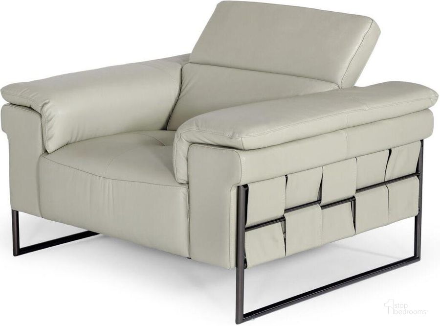 The appearance of Divani Casa Shoden Modern Light Grey Leather Chair designed by VIG Furniture in the modern / contemporary interior design. This grey piece of furniture  was selected by 1StopBedrooms from Divani Casa Collection to add a touch of cosiness and style into your home. Sku: VGEV1858-CH. Material: Leather. Product Type: Accent Chair. Image1