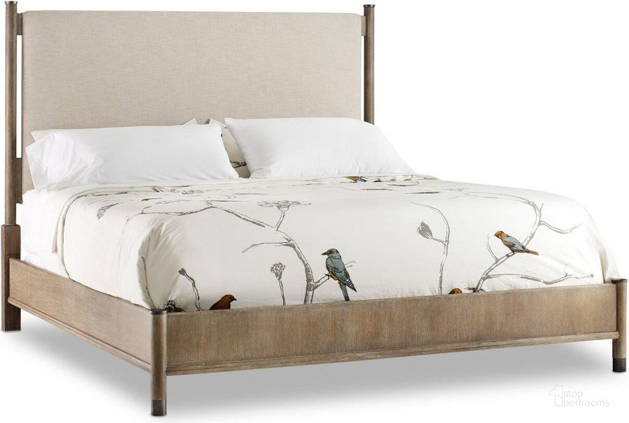 The appearance of Affinity Queen Upholstered Bed designed by Hooker in the transitional interior design. This beige piece of furniture  was selected by 1StopBedrooms from Affinity Collection to add a touch of cosiness and style into your home. Sku: 6050-90852-GRY;6050-90853-GRY;6050-90951-GRY. Bed Type: Panel Bed. Material: Fabric. Product Type: Panel Bed. Bed Size: Queen. Image1