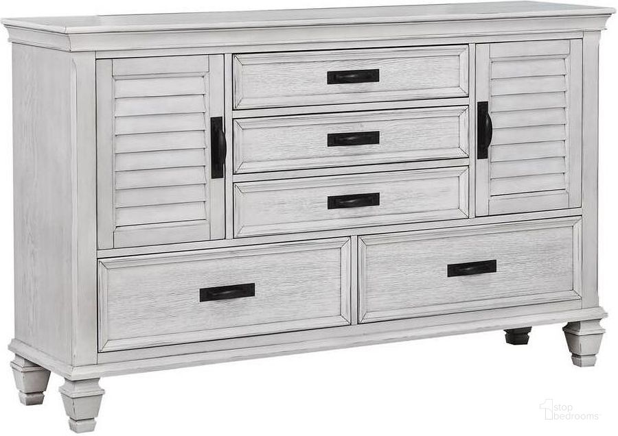 The appearance of Doig White Dresser designed by Isaac Tahari in the transitional interior design. This white piece of furniture  was selected by 1StopBedrooms from Doig Collection to add a touch of cosiness and style into your home. Sku: 205333. Material: Wood. Product Type: Dresser. Image1